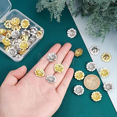 40Pcs 2 Colors Multi-Petal Brass Bead Caps KK-FH0002-43-1