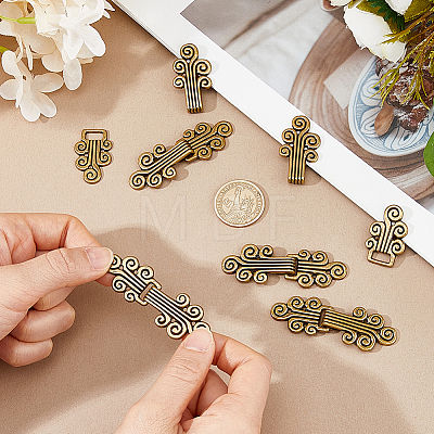6 Pairs Vintage Cloud Pattern Alloy Buckle for Clothing & Bags BUTT-FH0001-043-1