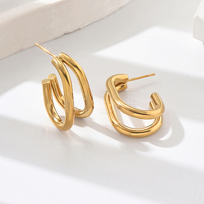 Geometric Outline Design 304 Stainless Steel Double-layer Stud Earrings for Women SL0180-1-1