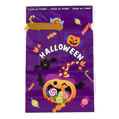 50Pcs Rectangle Halloween Candy Plastic Bags ABAG-U001-01O-1