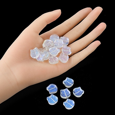 35Pcs Transparent Spray Painted Glass Beads GLAA-YW0001-77-1