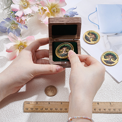 Wooden Badge Packing Magnetic Boxes CON-WH0085-229A-1