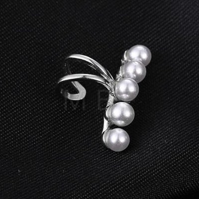 Rhodium Plated 925 Sterling Silver Pearl Clip-on Earrings EJEW-BB72156-1