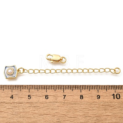 Brass ABS Imitation Pearl Ends with Chain KK-K398-10G-1