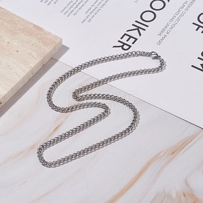304 Stainless Steel Curb Chains Necklace for Men Women NJEW-JN03846-02-1