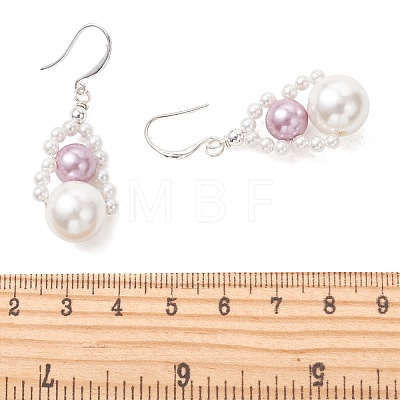 Shell Pearl Dangle Earrings EJEW-JE07226-1