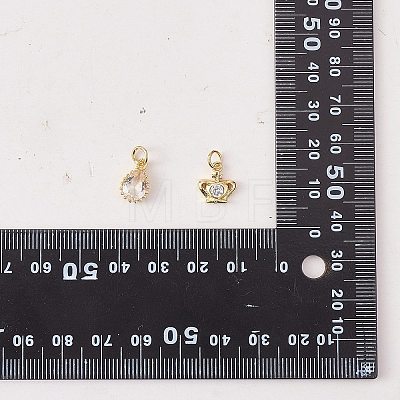 16Pcs 8 Style Brass Micro Pave Cubic Zirconia Charms KK-SZ0006-15-1