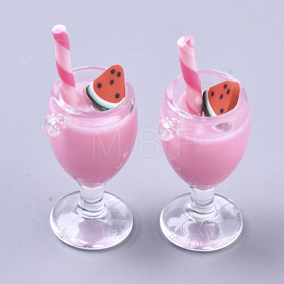 Imitation Juice Goblet Pendants(Straw Shape Color Random Delivery) X-CRES-S359-17C-1