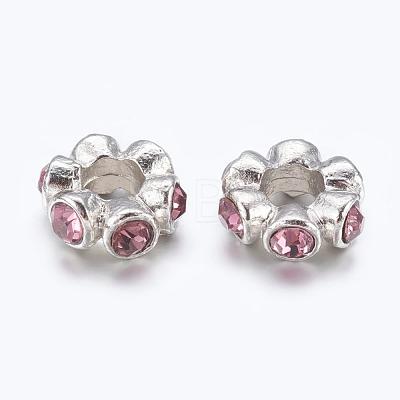 Alloy Rhinestone European Beads GPDL-C002-P-1