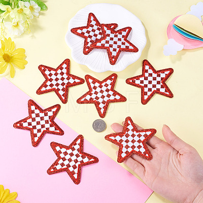 8Pcs Star with Lattice Computerized Embroidery Polyester Iron on/Sew on Patches PATC-TA0001-49B-1