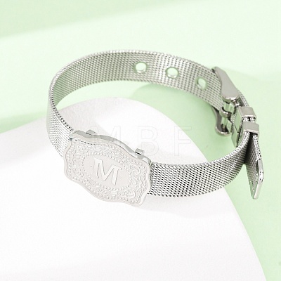 304 Stainless Steel Watch Band Chain Bracelets for Women Men BJEW-P386-09P-M-1
