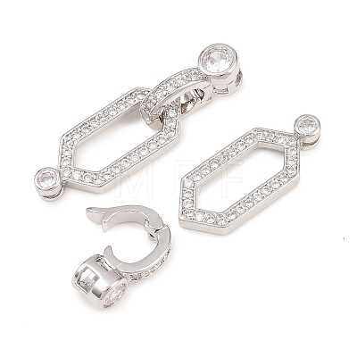 Brass Micro Pave Clear Cubic Zirconia Fold Over Clasps KK-U059-69P-1