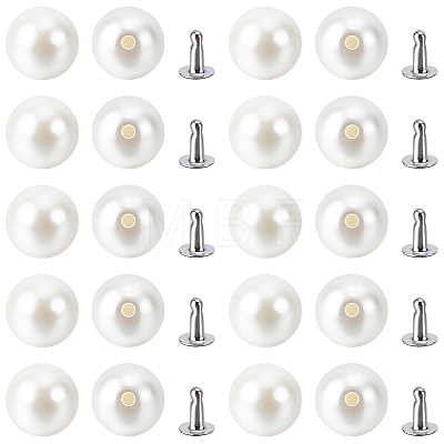 100 Bags ABS Plastic Imitation Pearl Rivet Studs DIY-GF0013-39-1