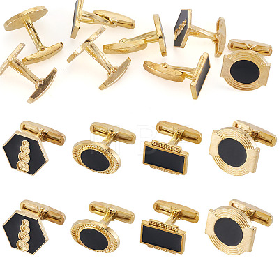 4 Pairs 4 Styles Alloy Enamel Cufflinks FIND-TA0010-10-1