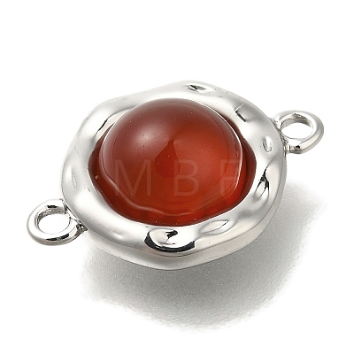 Natural Carnelian(Dyed & Heated) Flat Round Links Connector Charms KK-K388-04P-1