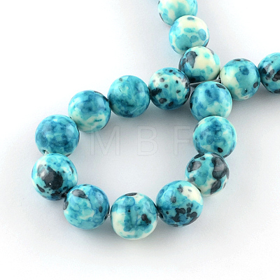 Dyed Natural Ocean White Jade Round Bead Strands G-R295-8mm-04-1