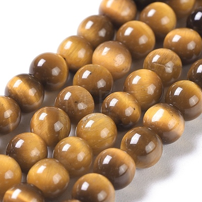 Natural Tiger Eye Round Bead Strands G-L411-07-4mm-1