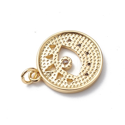 Rack Plating Brass Micro Pave Cubic Zirconia Pendants KK-E003-33G-1