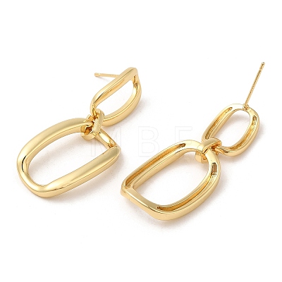 Brass Oval Dangle Stud Earrings Findings KK-Q780-03G-1