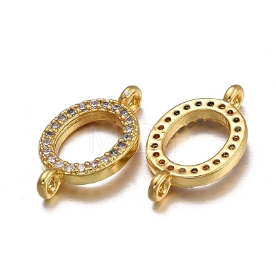 Brass Micro Pave Clear Cubic Zirconia Links connectors ZIRC-L085-75G-1