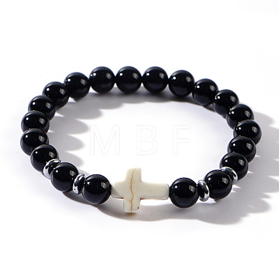 Natural Obsidian Beaded Stretch Bracelets QL8624-7-1