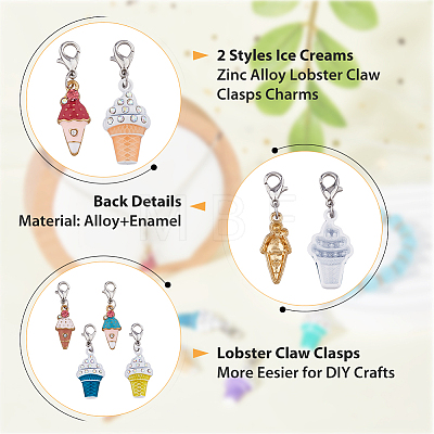 Ice-cream Alloy Enamel Pendant Decorations HJEW-FH0006-53-1