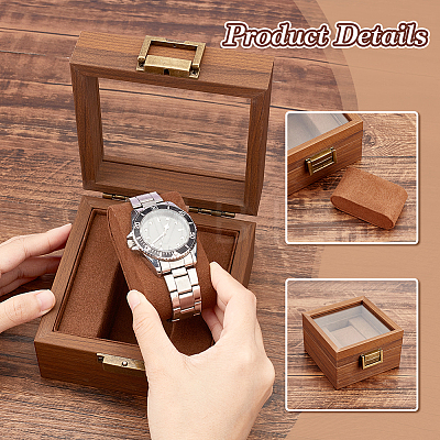 Square Wood Watch Storage Boxes CON-WH0089-36-1