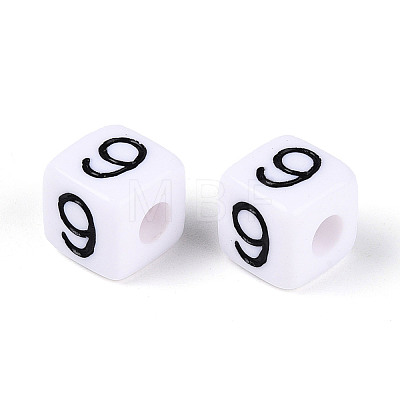 Opaque Acrylic European Large Hole Beads SACR-N020-01B-10-1