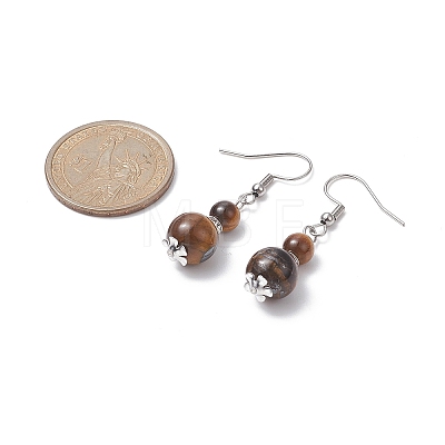 Natural Mixed Gemstone Gourd Dangle Earrings EJEW-JE05259-1