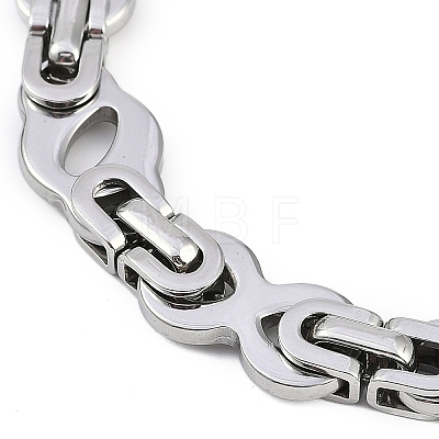 201 Stainless Steel Hollow Oval Byzantine Chain Bracelets BJEW-B078-145P-1