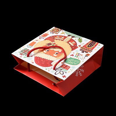 Christmas Santa Claus Print Paper Gift Bags with Nylon Cord Handle CARB-K003-01A-02-1