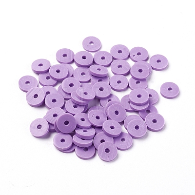 Flat Round Eco-Friendly Handmade Polymer Clay Beads CLAY-R067-6.0mm-01-1