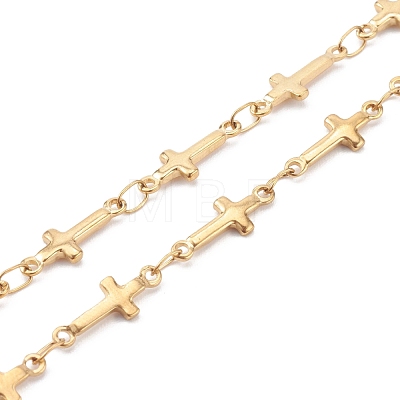 304 Stainless Steel Cross Link Chain Necklaces NJEW-JN03391-1