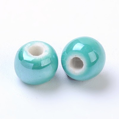 Pearlized Handmade Porcelain Round Beads X-PORC-S489-6mm-06-1