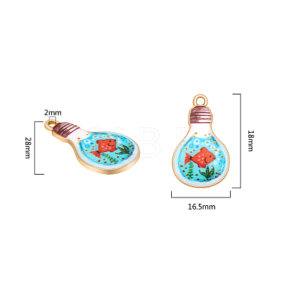 Japanese Style Print Alloy Enamel Pendants ENAM-CJ0001-27-RS-1