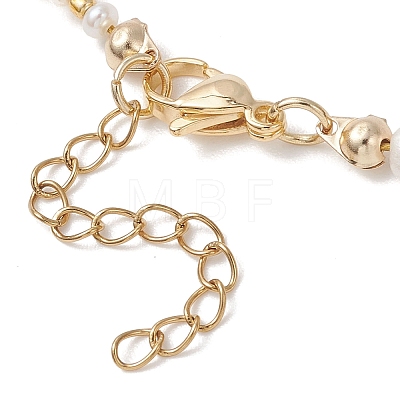 Rondelle Natural Pearl with Glass Seed Beaded Necklaces for Women NJEW-JN05776-1