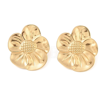 Flower 304 Stainless Steel Stud Earrings for Women EJEW-Z065-12G-01-1