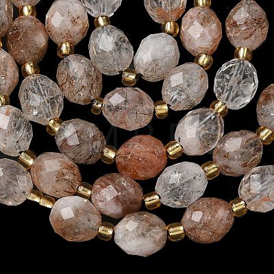 Natural Copper Rutilated Quartz Beads Strands G-F809-A41-01-1