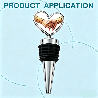 Alloy Heart Shaped Sublimation Blank Wine Bottle Stopper DIY-T077-04-1
