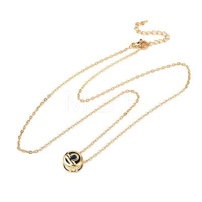 Brass Pave Cubic Zirconia Birth Stone Constellation Pendant Cable Chain Necklaces NJEW-D334-01G-10-1