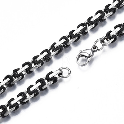 Ion Plating(IP) Two Tone 201 Stainless Steel Byzantine Chain Bracelet for Men Women BJEW-S057-95A-1