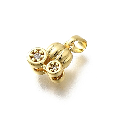 Brass Micro Pave Cubic Zirconia Charms KK-P295-23G-1