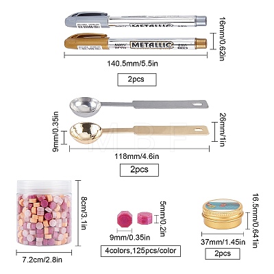 CRASPIRE DIY Wax Seal Wax Sealing Stamps Tools Sets DIY-CP0002-81C-1
