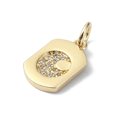 Moon Theme Brass Micro Pave Clear Cubic Zirconia Charms KK-H475-57G-10-1