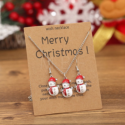 Christmas Alloy Enamel Dangle Earrings & Pendant Necklaces Sets for Women QO4736-1-1