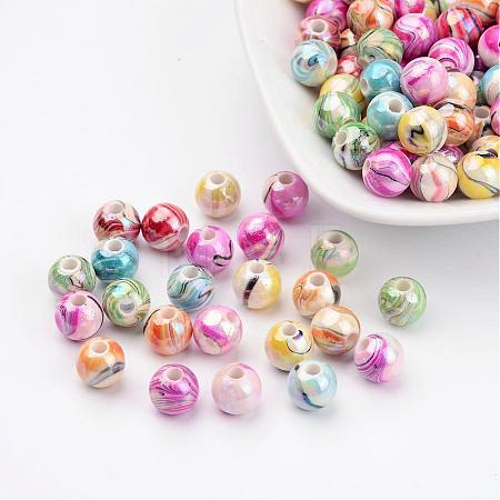 AB Color Wave Printed Acrylic Beads MACR-Q151B-M-1