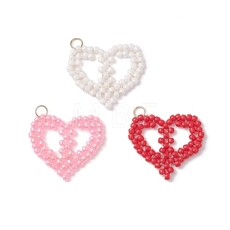 3Pcs 3 Colors Glass Seed Beaded Pendants PALLOY-MZ01158-1