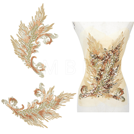 4Pcs 2 Styles Flower Shape Polyester & Sequin Cloth Iron On Patches DIY-CY0003-79-1