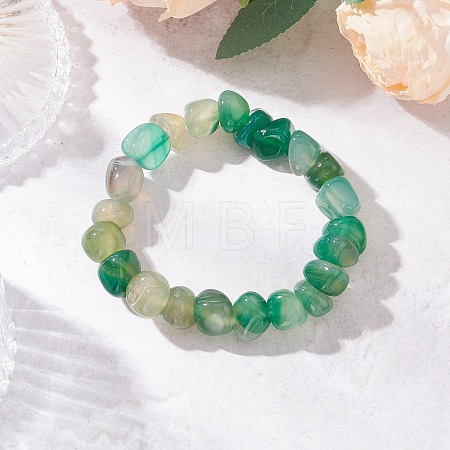 Natural Agate Nuggets Beaded Stretch Bracelets for Men Women BJEW-JB11957-02-1