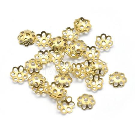 Brass Bead Caps KK-G319-08C-RS-1